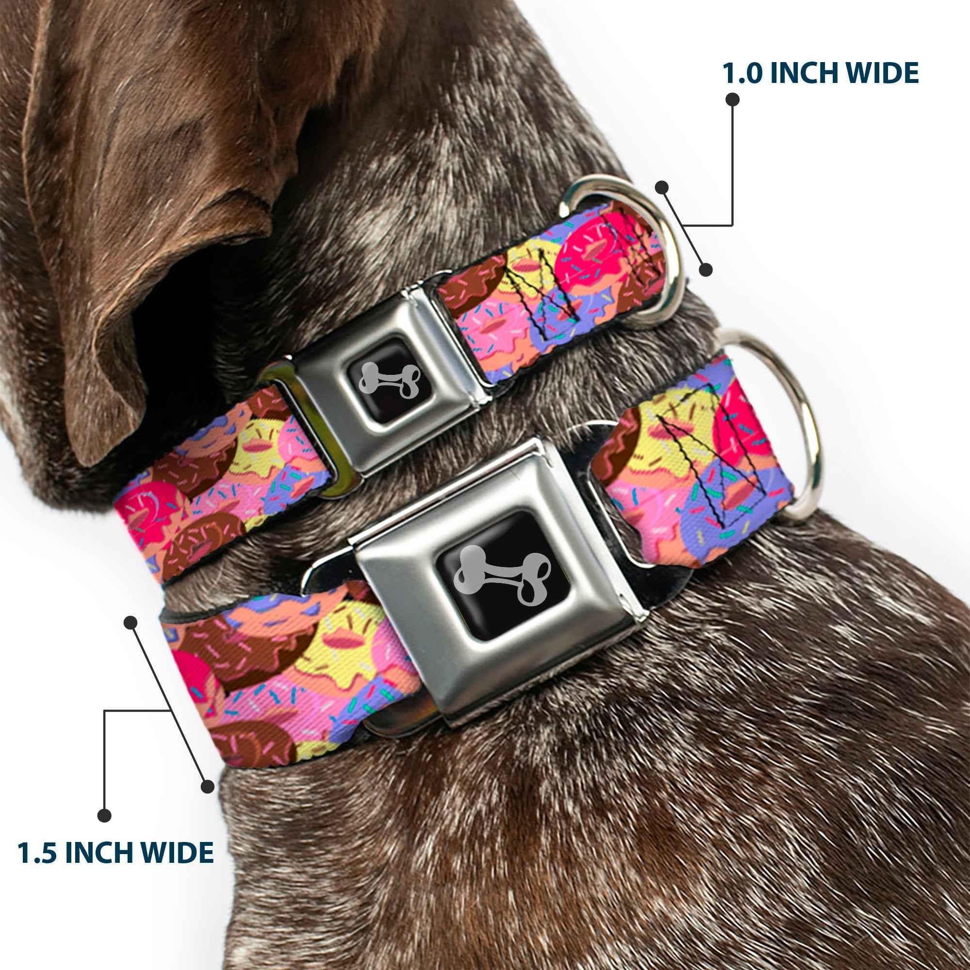 Buckle-Down Sprinkle Donuts Stacked Multicolor Seatbelt Buckle Dog Collar
