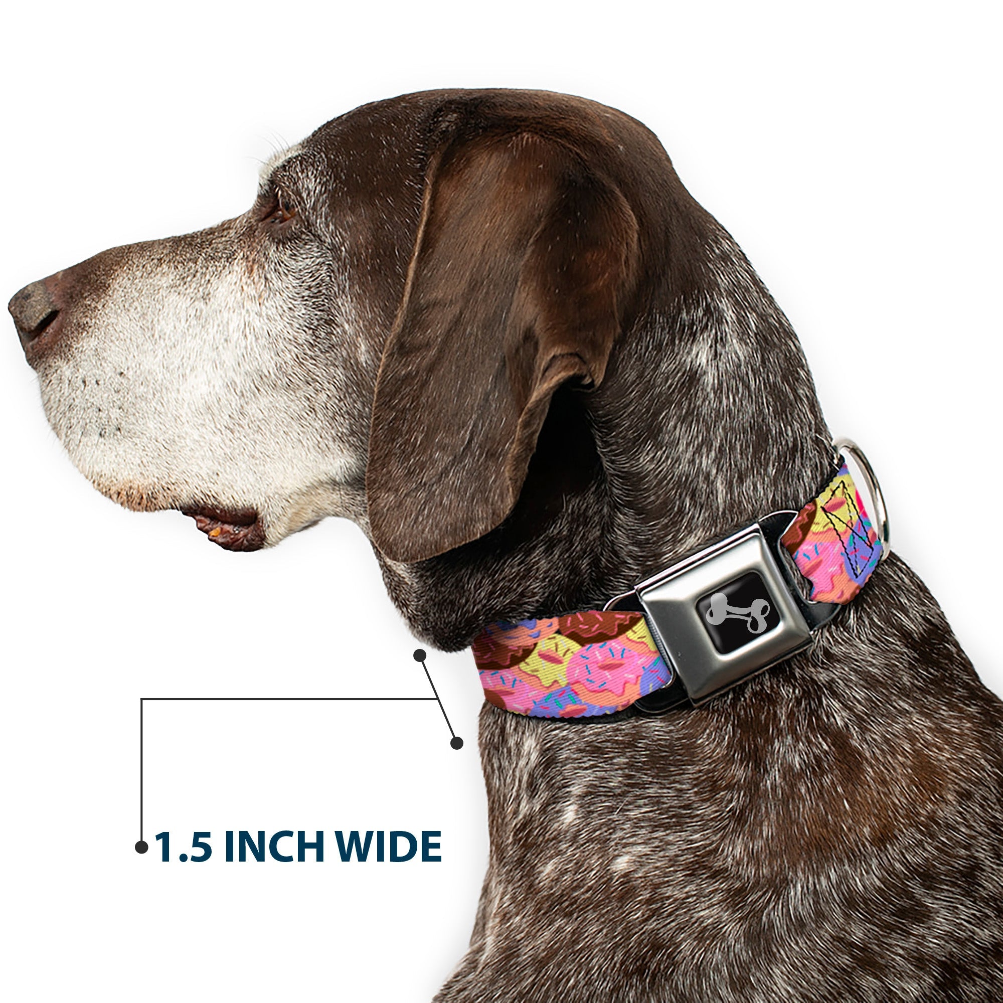 Buckle-Down Sprinkle Donuts Stacked Multicolor Seatbelt Buckle Dog Collar