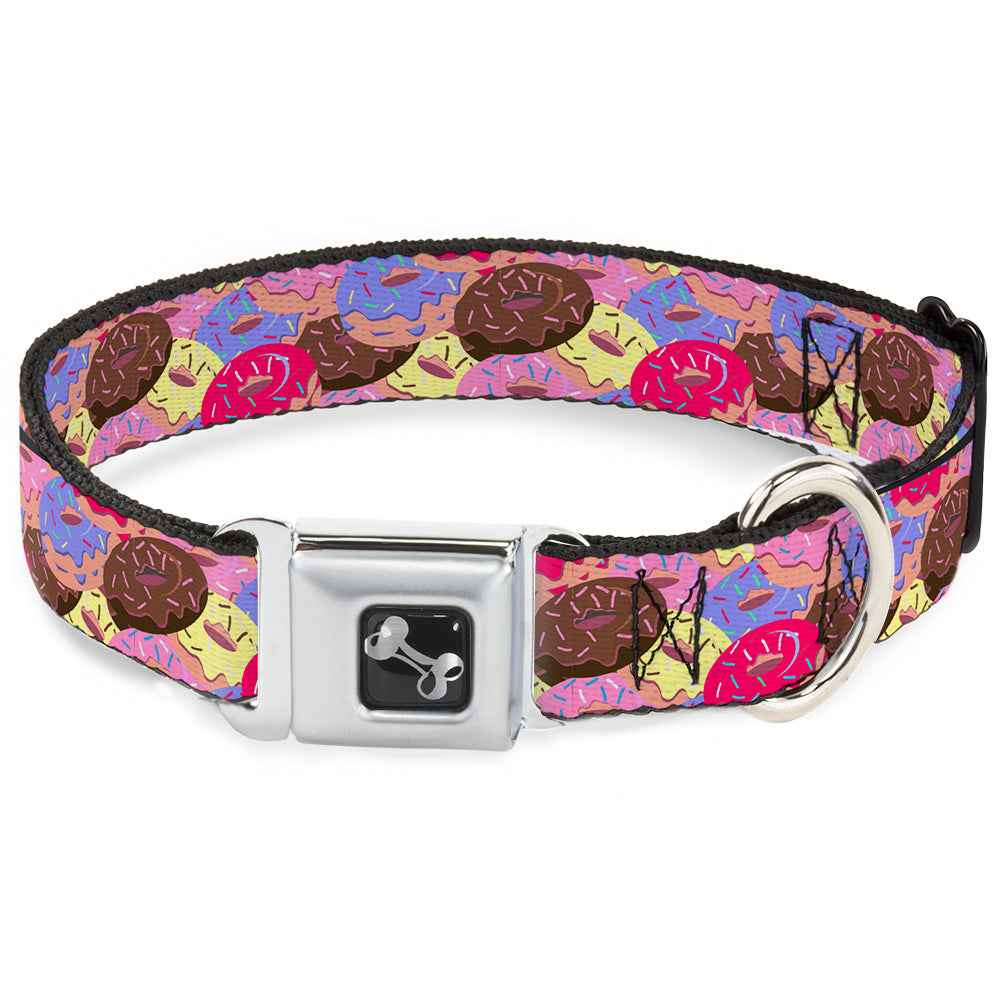 Buckle-Down Sprinkle Donuts Stacked Multicolor Seatbelt Buckle Dog Collar