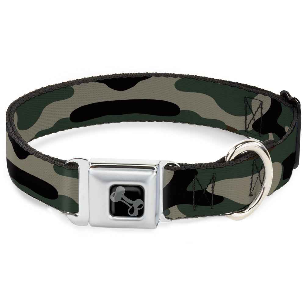 Buckle-Down Dog Bone Black/Silver Seatbelt Buckle Dog Collar - Camo Olive3