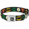 Buckle-Down DC Justice League Superhero Logos Black/Silver Seatbelt Buckle Dog Collar