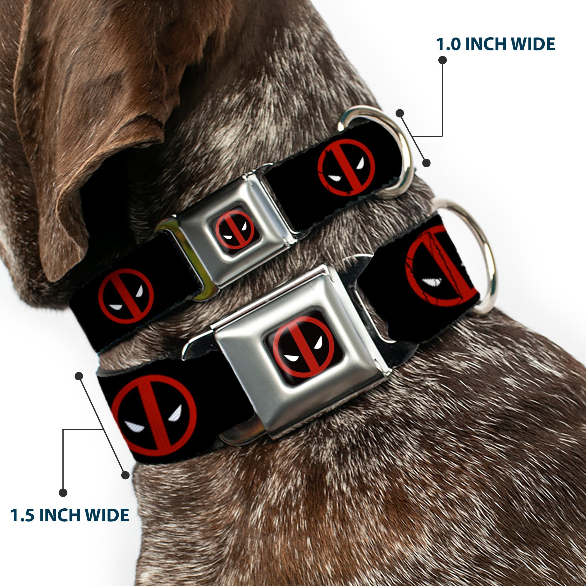 MARVEL DEADPOOL Deadpool Logo Full Color Black Red White Seatbelt Buckle Collar - Deadpool Logo Black/Red/White