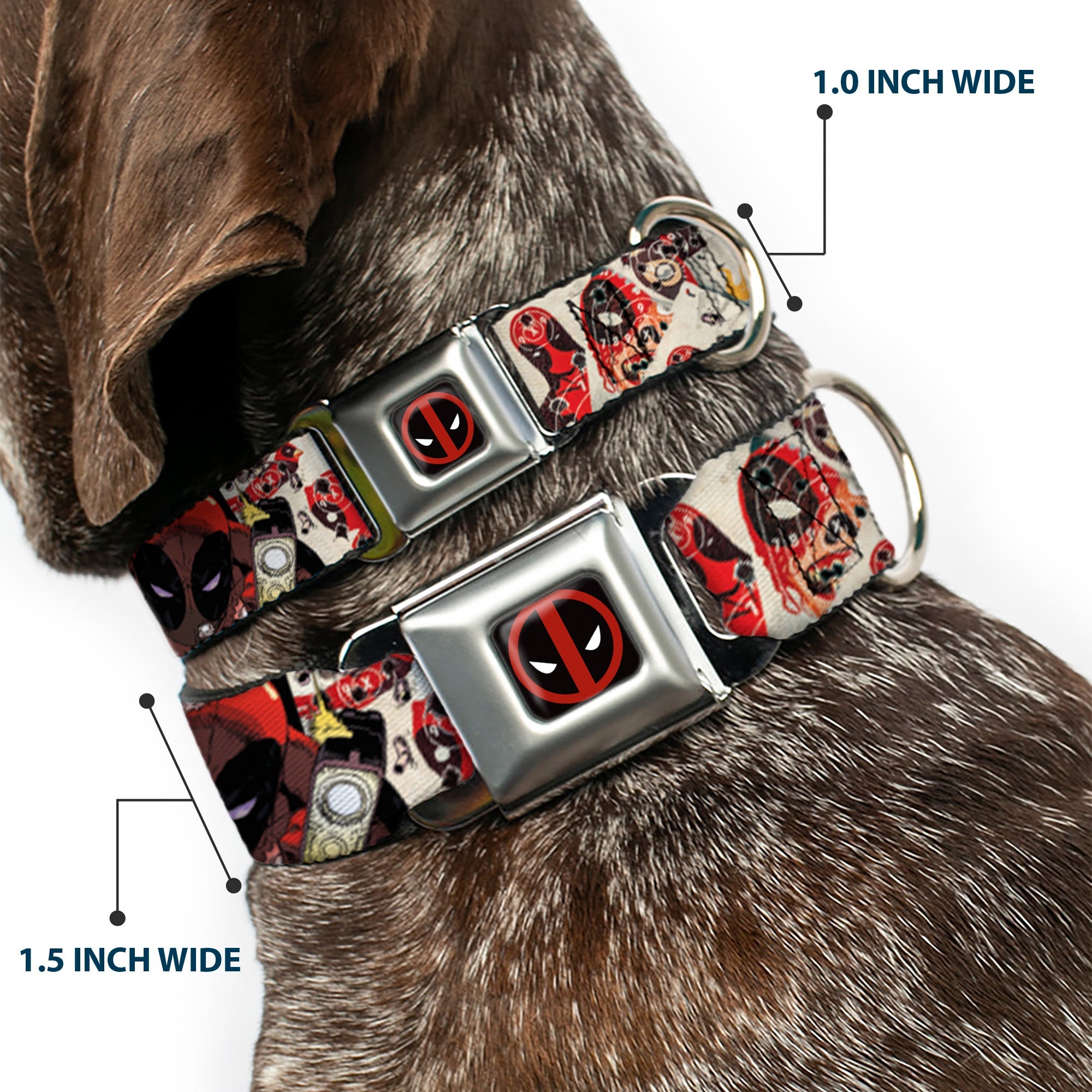 MARVEL DEADPOOL Deadpool Logo Full Color Black Red White Seatbelt Buckle Collar - Deadpool Shooting/Targets