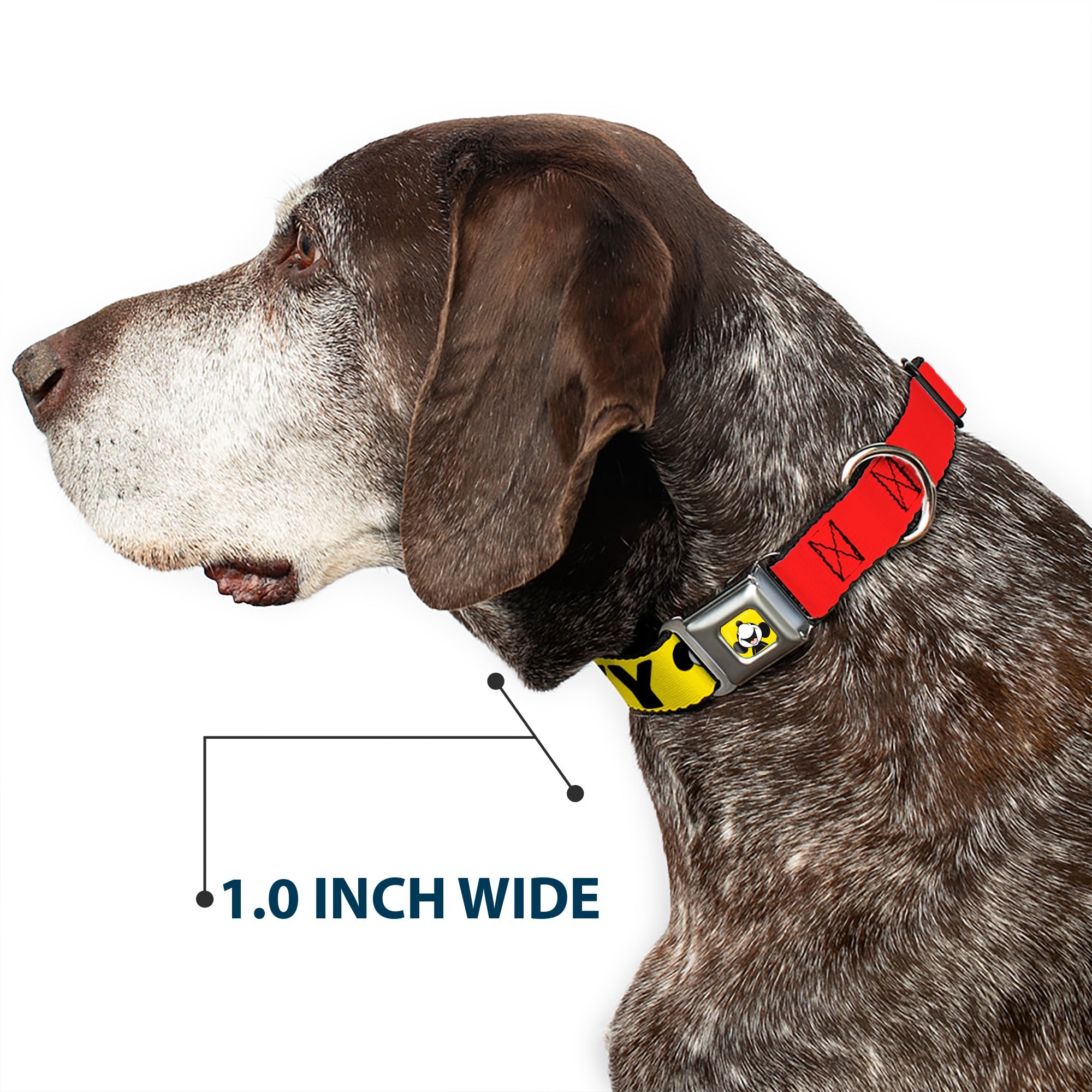 Mickey Smiling Up Pose Full Color Yellow/Black/White Seatbelt Buckle Collar - MICKEY Smiling Up Pose Flip/Buttons Yellow/Black/Red