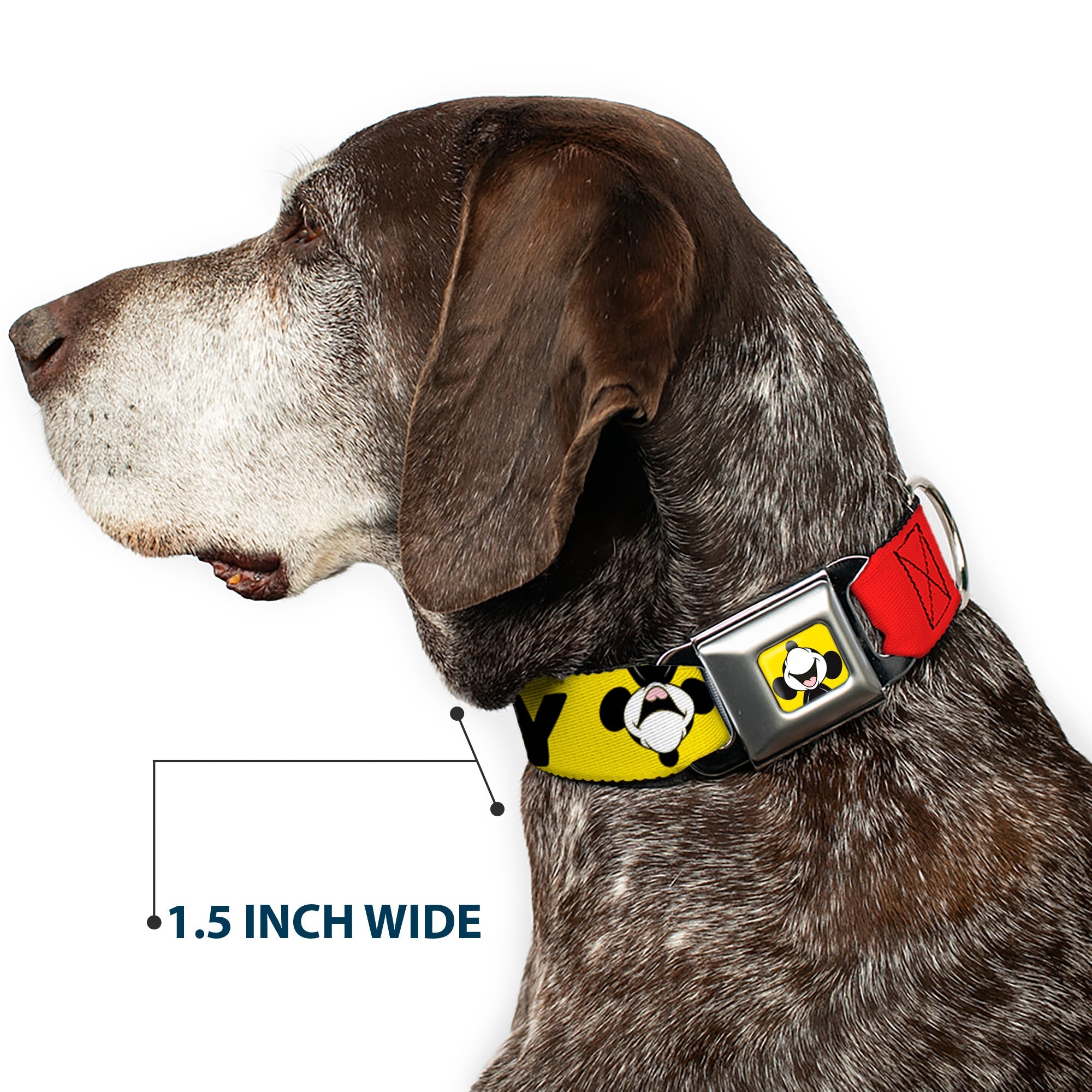 Mickey Smiling Up Pose Full Color Yellow/Black/White Seatbelt Buckle Collar - MICKEY Smiling Up Pose Flip/Buttons Yellow/Black/Red