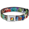 Disney Pixar Luxo Ball Full Color Black/Yellow/Blue/Red Seatbelt Buckle Collar - Disney Pixar 7-Movie Character Collage