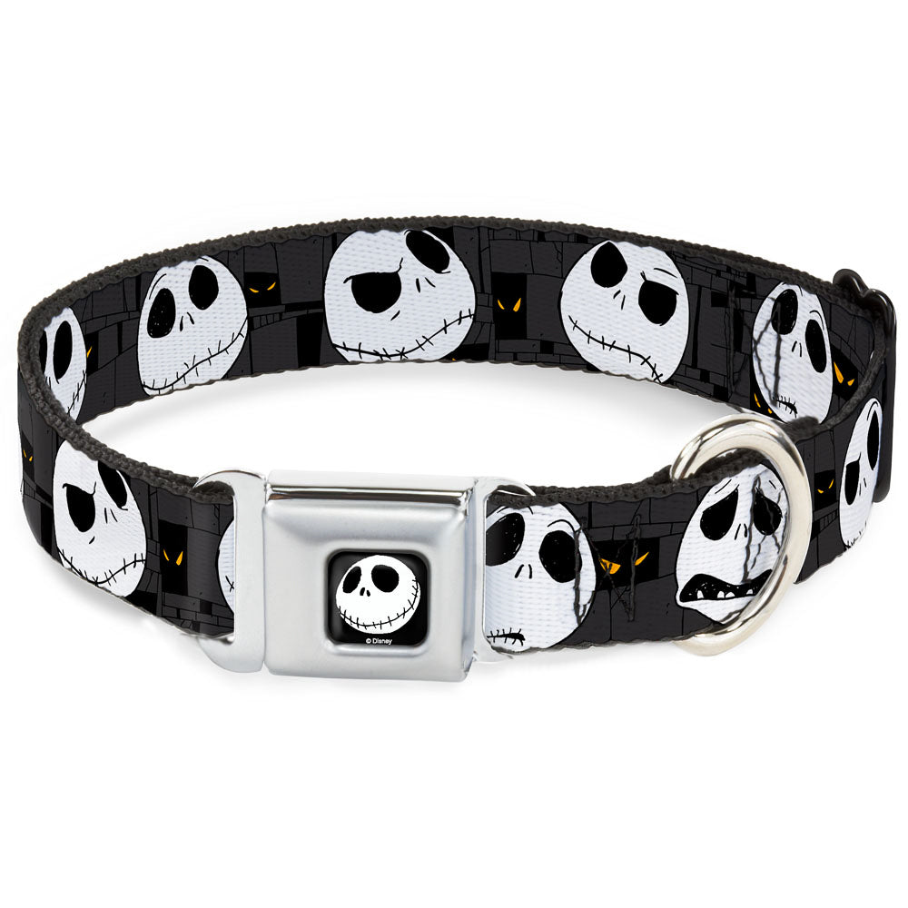 Jack Smile Full Color Seatbelt Buckle Collar - Nightmare Before Christmas Jack Expressions Gray