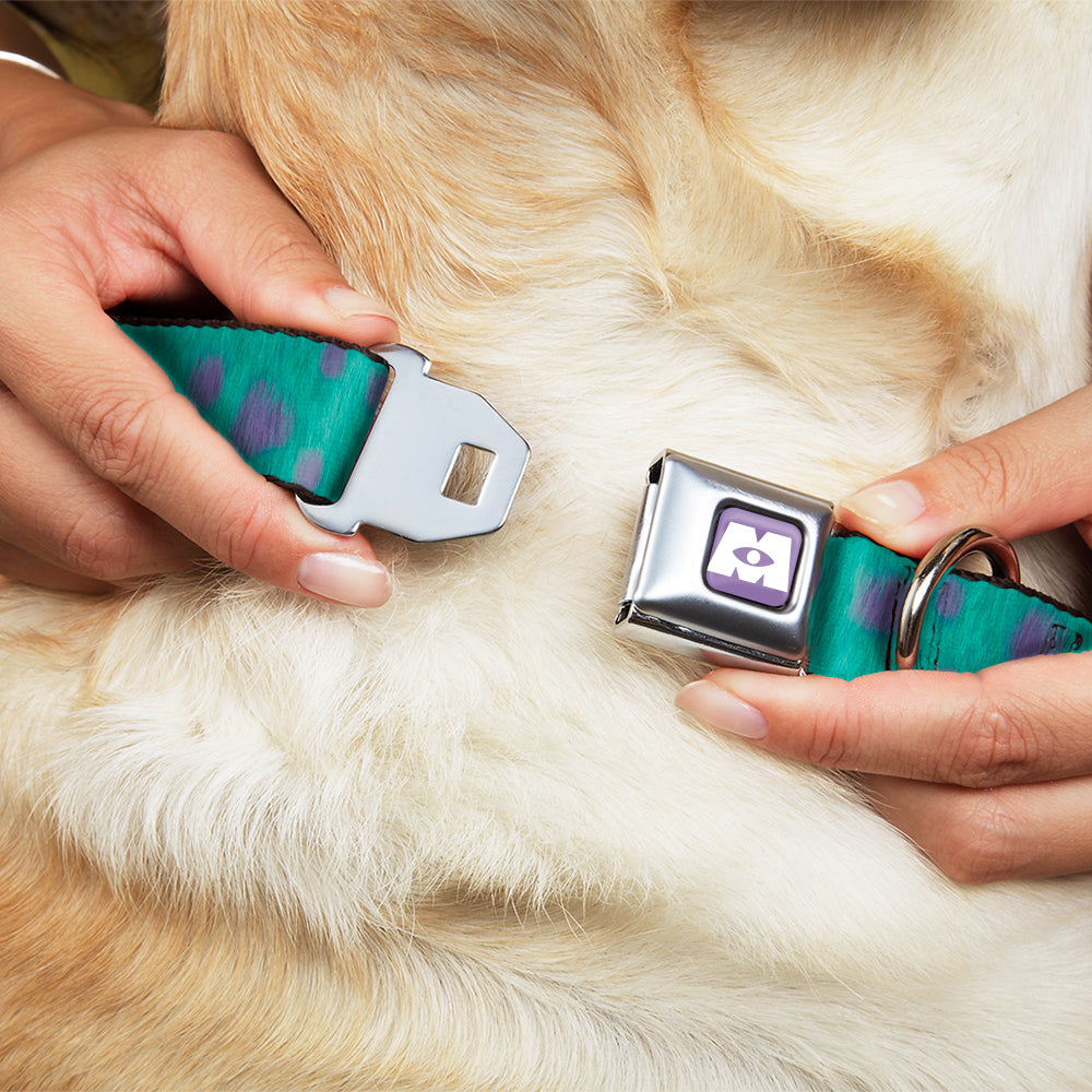 Monsters Inc. Icon Full Color Purple/White Seatbelt Buckle Collar - Monsters Inc. Sulley Bounding Spots Blue/Purple