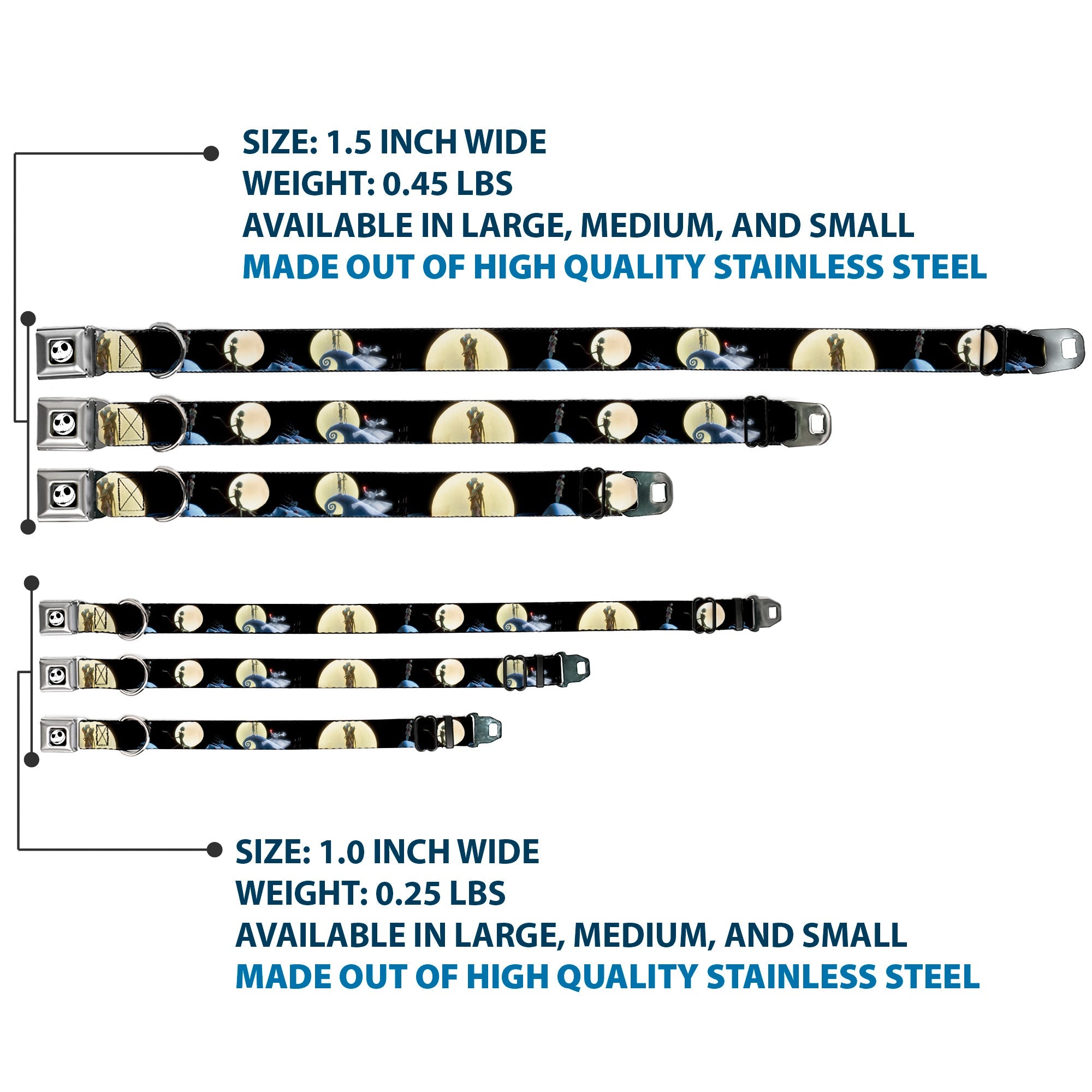 Jack Expression2 Full Color Seatbelt Buckle Collar - NBC Jack & Sally Moon Scenes