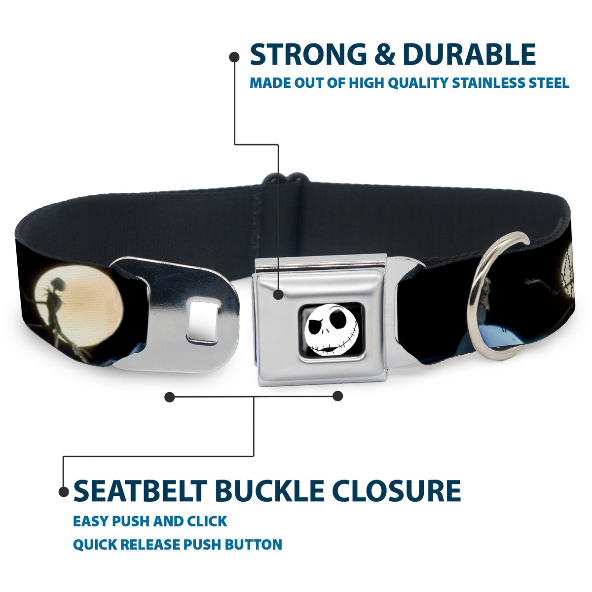 Jack Expression2 Full Color Seatbelt Buckle Collar - NBC Jack & Sally Moon Scenes