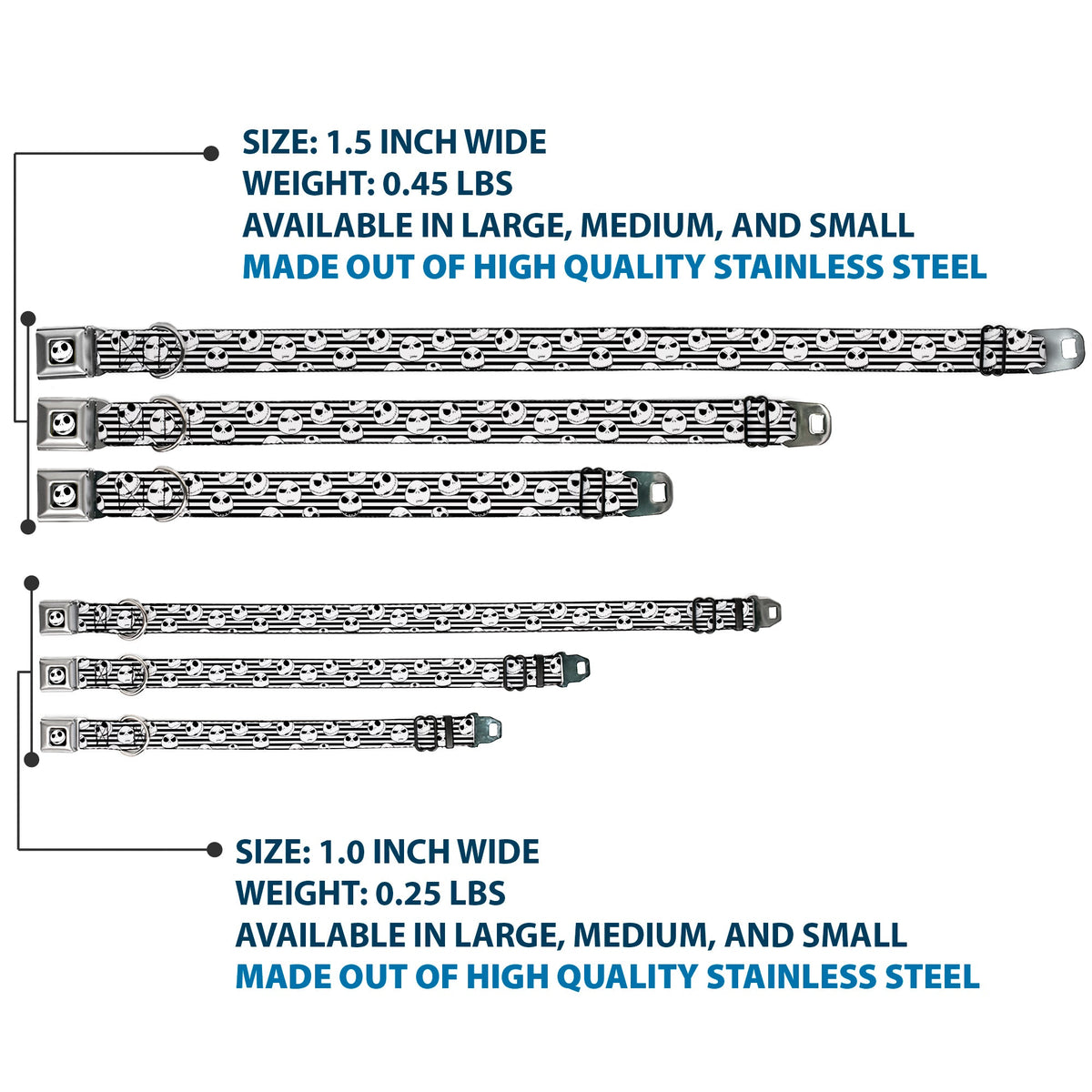 Jack Expression2 Full Color Seatbelt Buckle Collar - Jack Expressions/Stripe White/Black