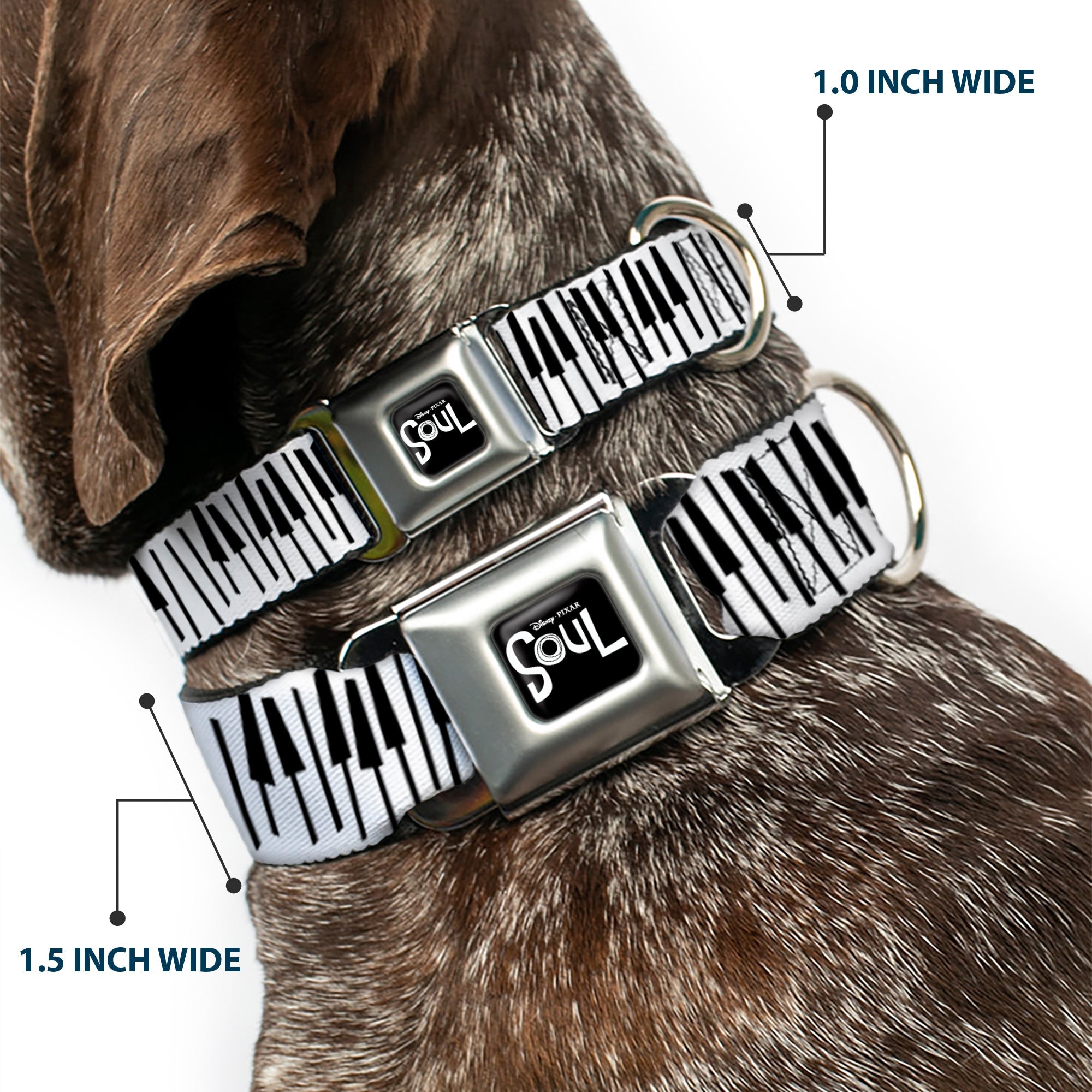 SOUL Text Logo Full Color Black/White Seatbelt Buckle Collar - Soul Piano Keys White/Black