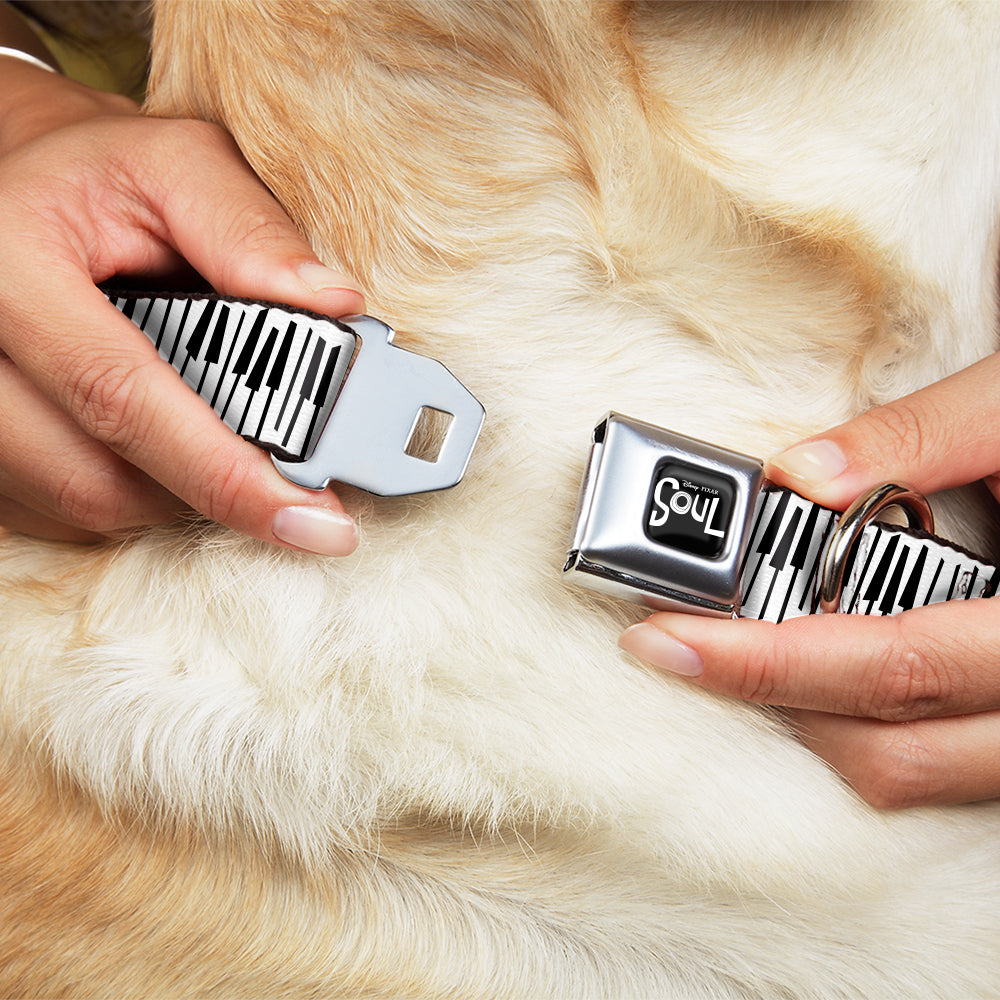 SOUL Text Logo Full Color Black/White Seatbelt Buckle Collar - Soul Piano Keys White/Black