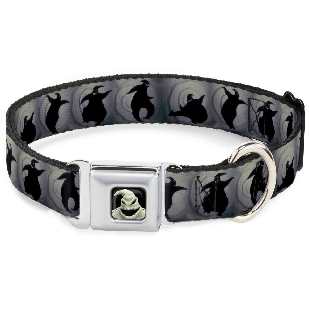 Oogie Boogie CLOSE-UP Full Color Seatbelt Buckle Collar - Oogie Boogie Silhouette Poses Gray/Black
