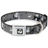 Jack Expression7 Full Color Seatbelt Buckle Collar - NBC Jack & Sally Cemetery Scene Gray/Black/White