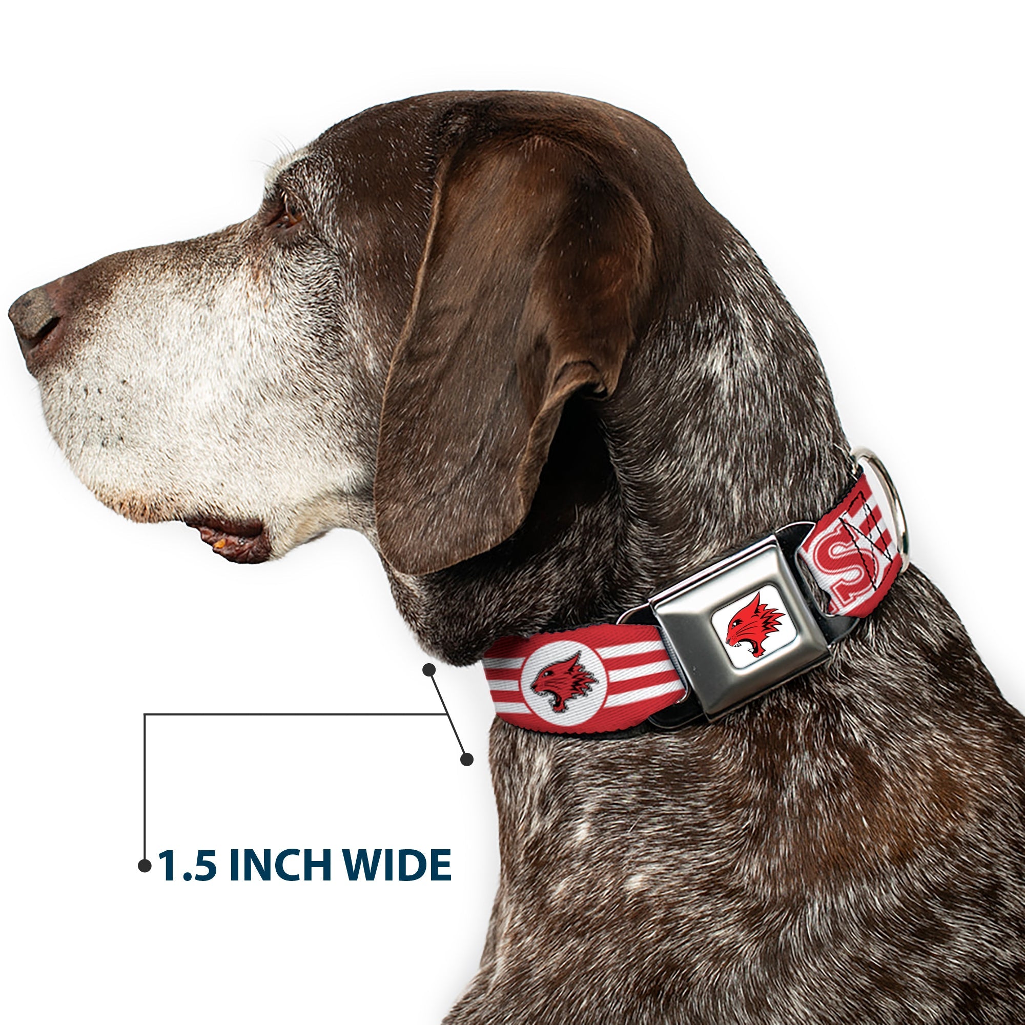 High School Musical East High School Wildcat Logo Full Color White/Red Seatbelt Buckle Collar - High School Musical East High School EHS Wildcats Logo/Stripe White/Red