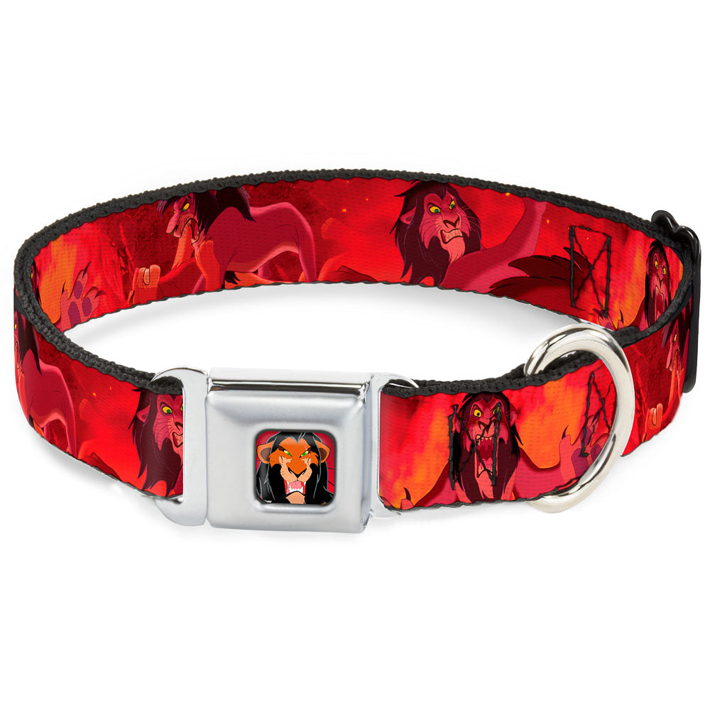 Scar Red Full Color Seatbelt Buckle Collar - Simba Scar Battle Scene Fiery Red