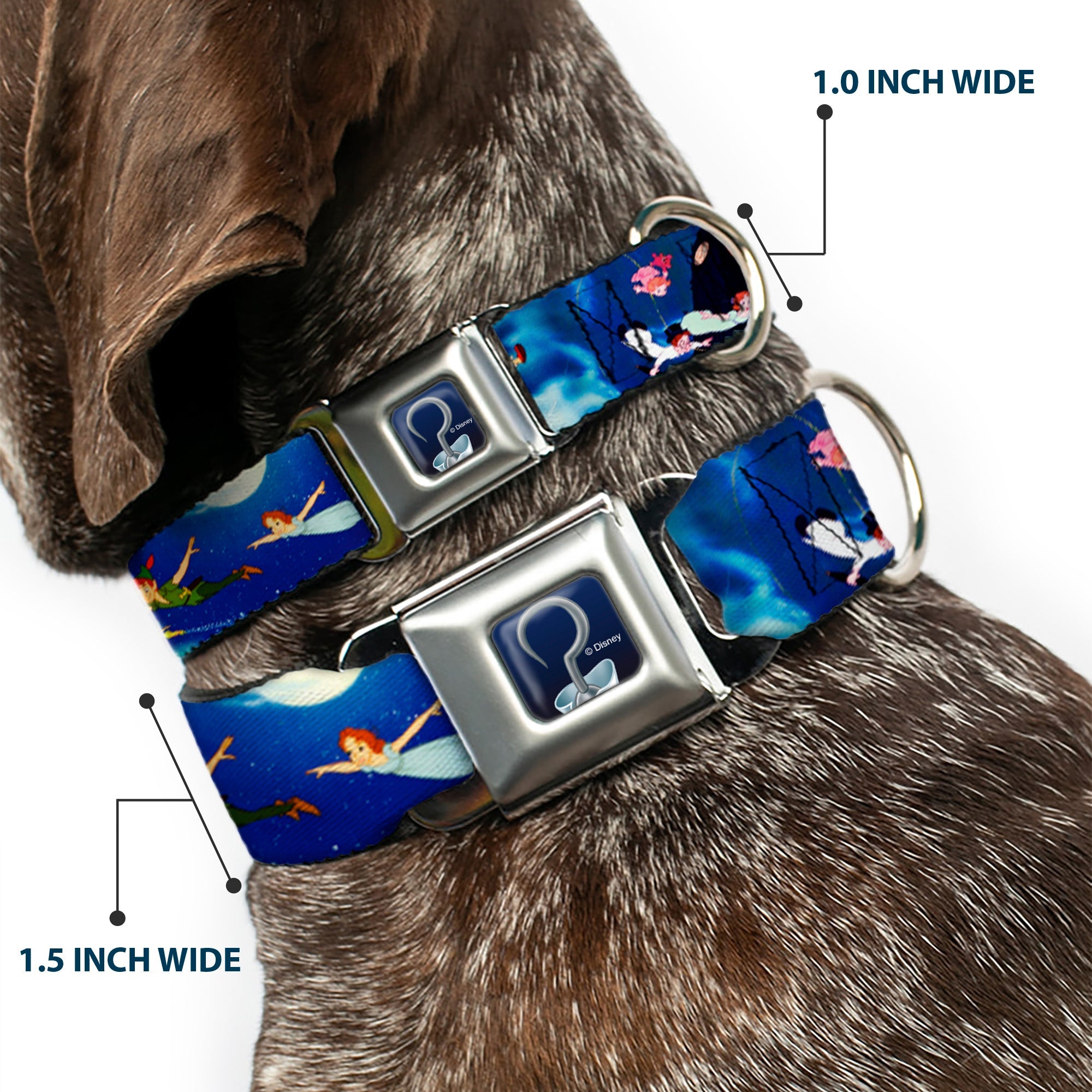 Captain Hooks Hook Full Color Seatbelt Buckle Collar - Peter Pan Flying Scene