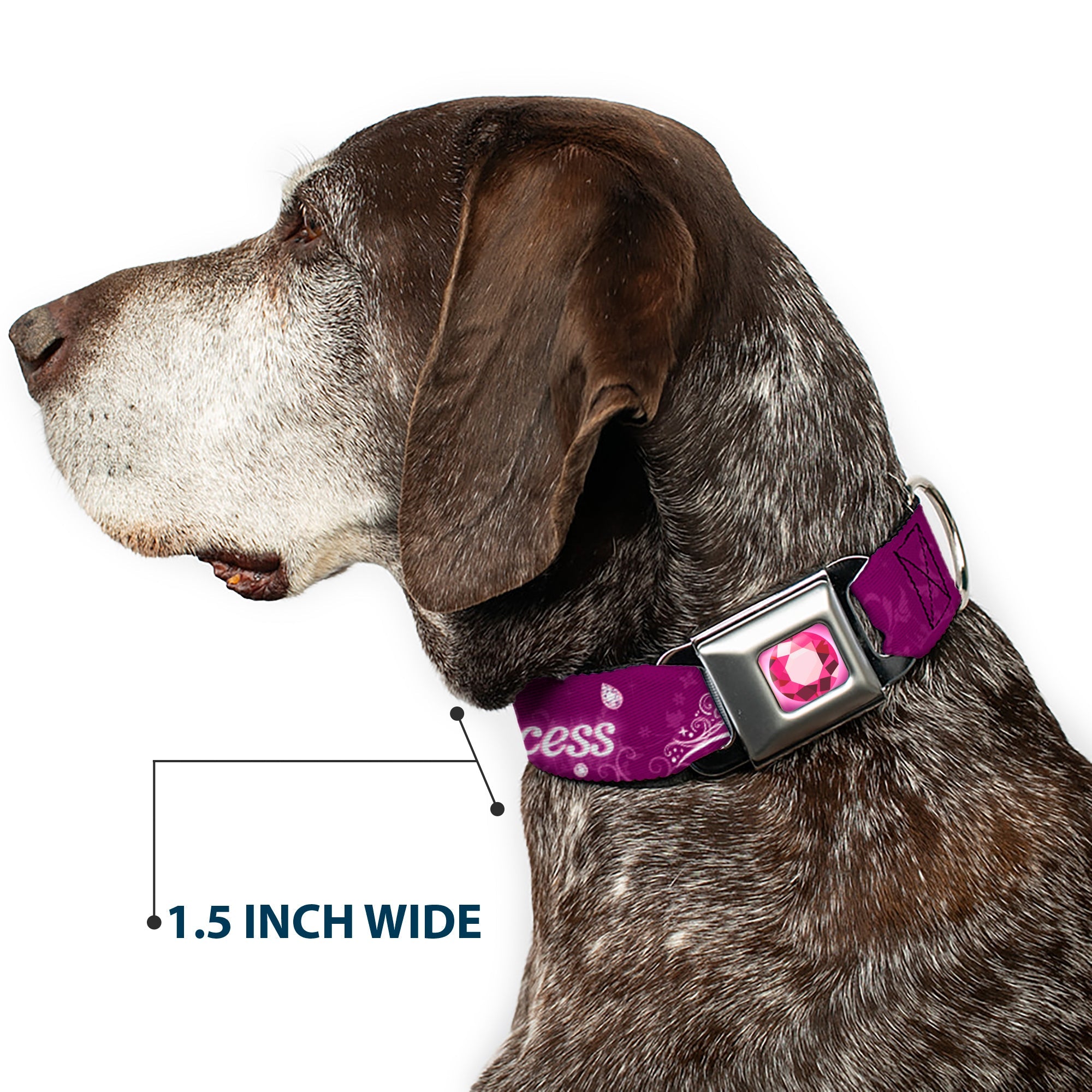 Princess Gem Full Color Fuchsia Seatbelt Buckle Collar - IM 99.9% SURE IM A DISNEY PRINCESS Pinks/White