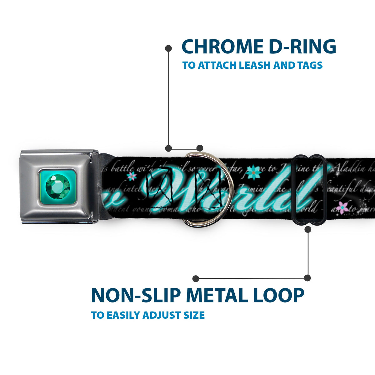 Princess Gem Full Color Turquoise Seatbelt Buckle Collar - Aladdin A WHOLE NEW WORLD/Story Script