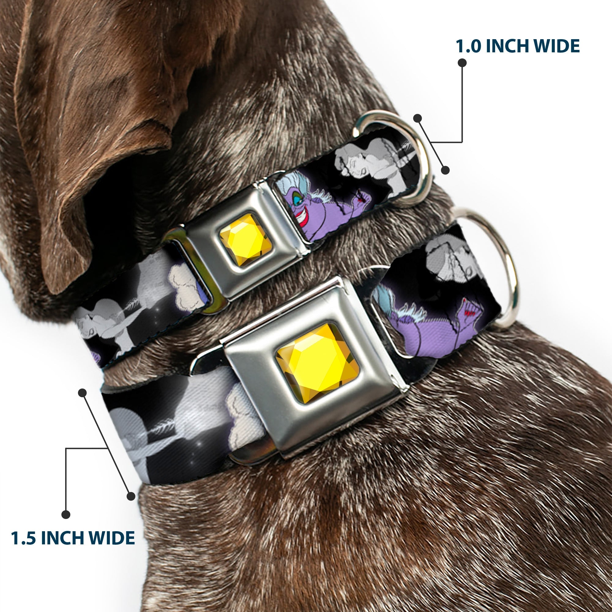 Princess Gem CLOSE-UP Full Color Yellow Seatbelt Buckle Collar - Villains Hexing Princess Scenes Color/Black/White