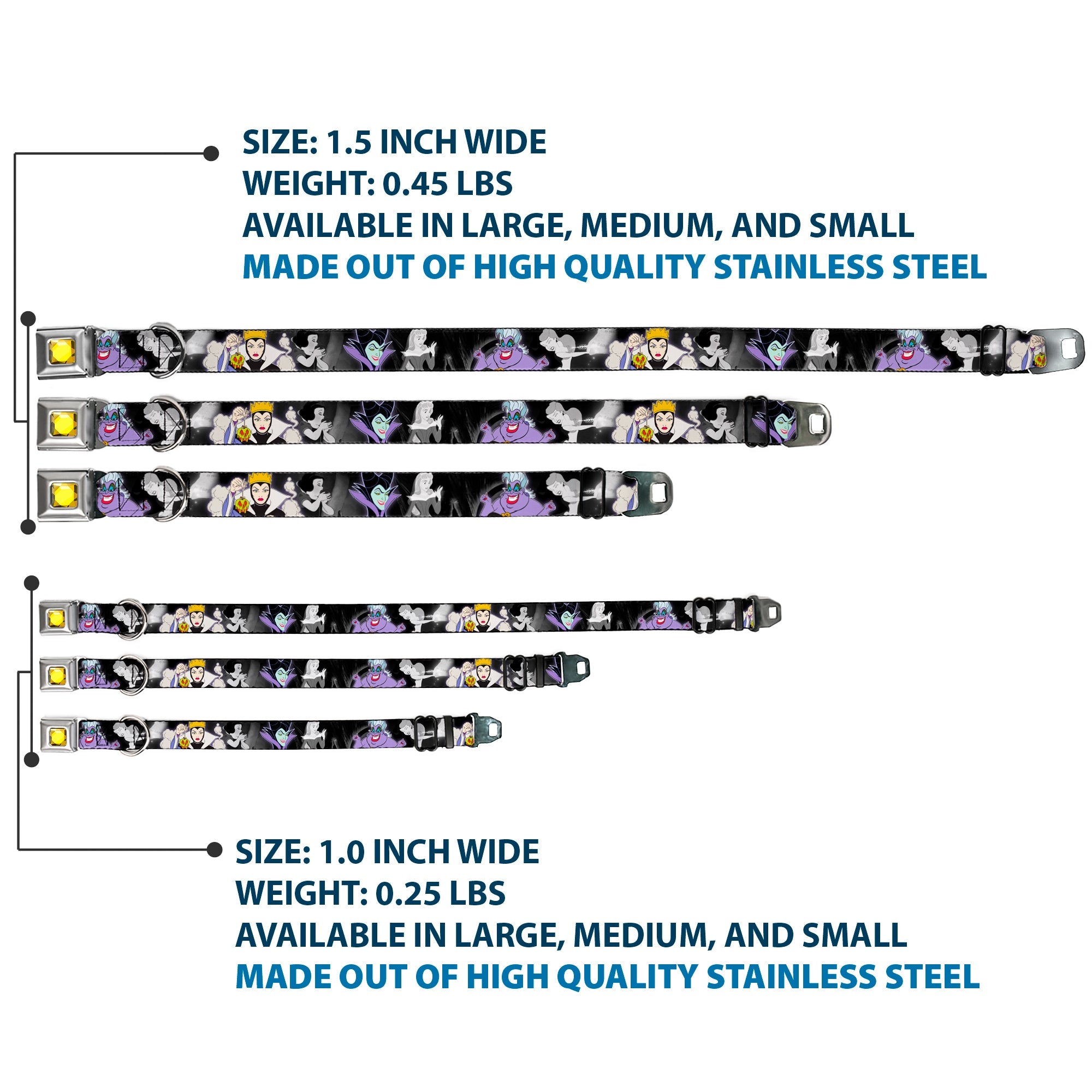 Princess Gem CLOSE-UP Full Color Yellow Seatbelt Buckle Collar - Villains Hexing Princess Scenes Color/Black/White