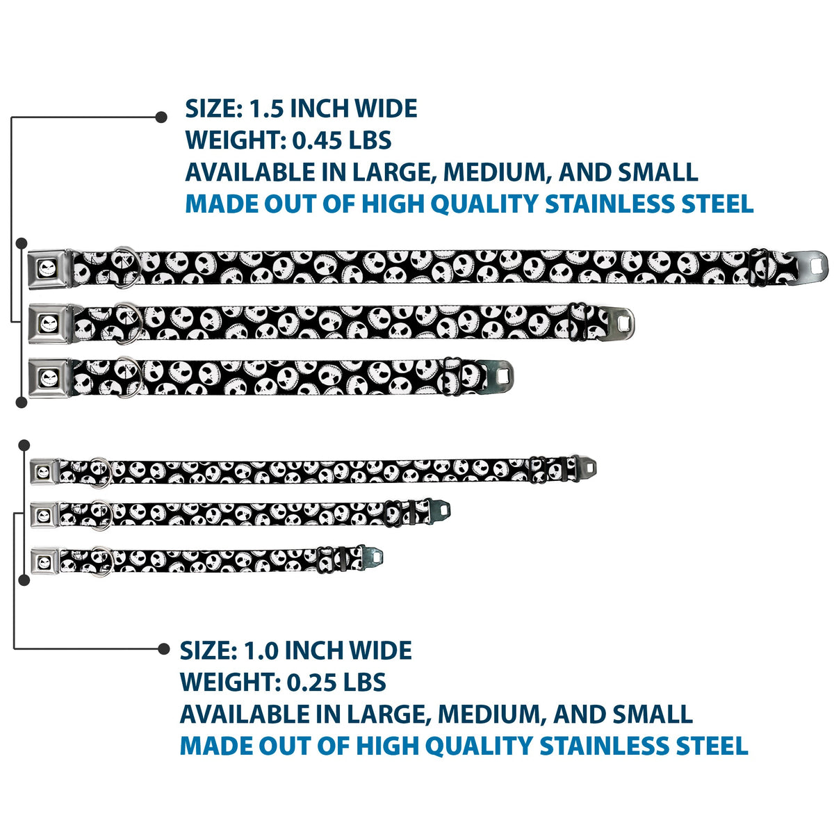 Jack Expression9 Full Color Seatbelt Buckle Collar - NBC Jack Expressions Scattered Black/White