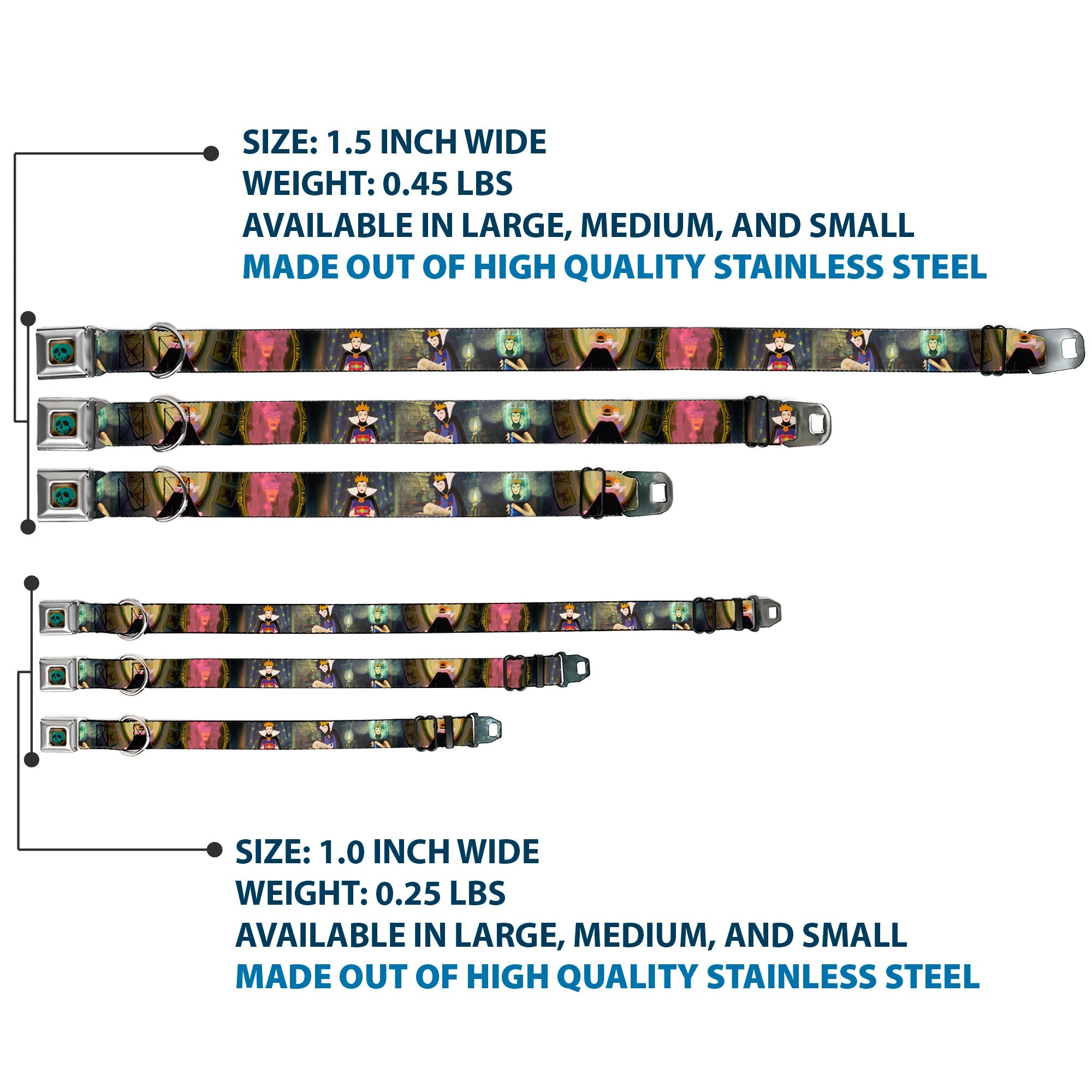 Snow White Poisoned Apple Full Color Seatbelt Buckle Collar - Snow White Evil Queen Poses