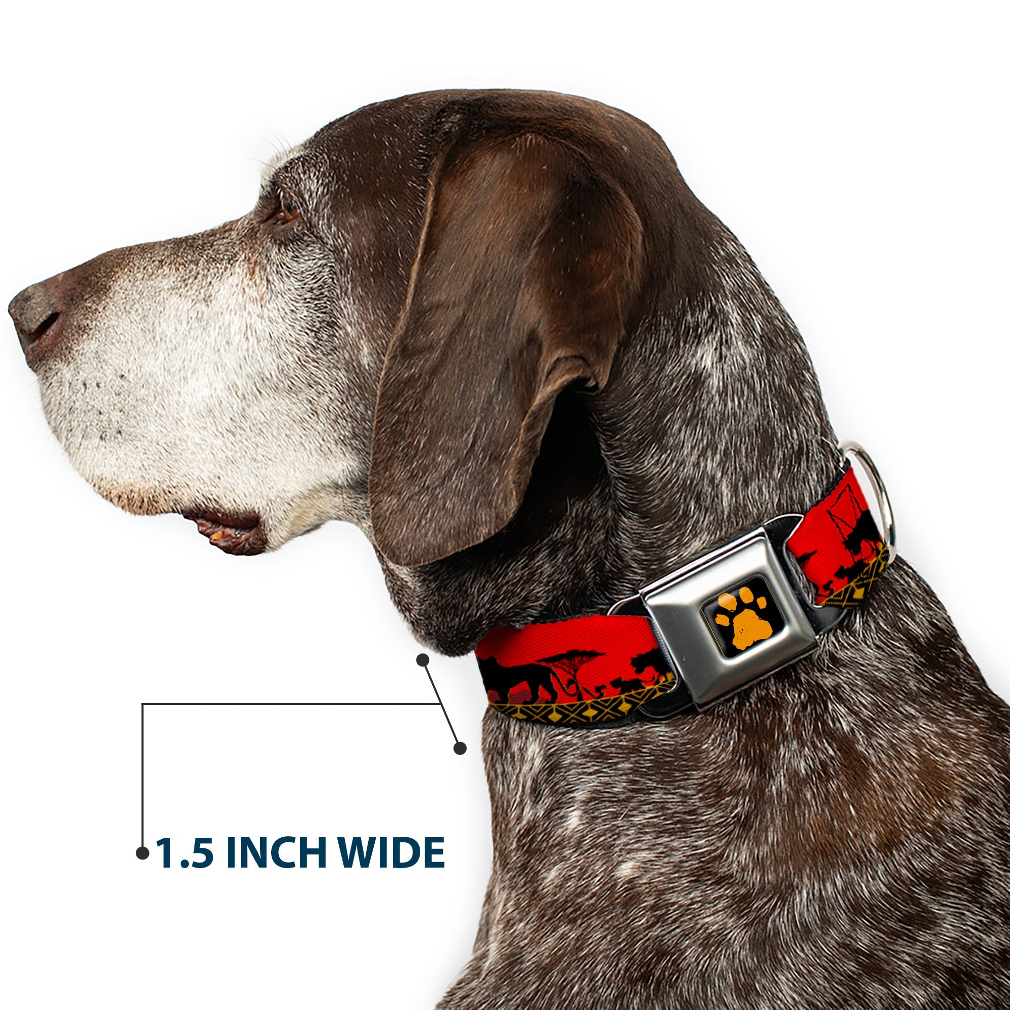 Lion King Paw Full Color Black Gold Seatbelt Buckle Collar - Mufasa & Simba JUST CANT WAIT TO BE KING/Family Silhouette
