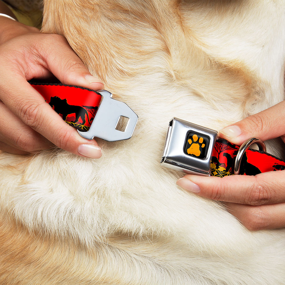 Lion King Paw Full Color Black Gold Seatbelt Buckle Collar - Mufasa & Simba JUST CANT WAIT TO BE KING/Family Silhouette
