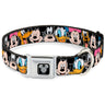 Mickey Silhouette Black Silver Seatbelt Buckle Collar - Classic Disney Character Faces Black