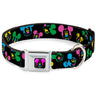 Mickey Mouse Face Full Color Black Multi Neon Seatbelt Buckle Collar - Mickey Mouse Expressions Scattered Black/Multi Neon