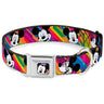 Mickey Mouse Winking CLOSE-UP Full Color Multi Color Black White Seatbelt Buckle Collar - Mickey Mouse Expressions Multi Color White/Black