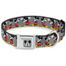Mickey Mouse w Glasses Full Color Gray Seatbelt Buckle Collar - Mickey Mouse w/Glasses Poses Gray