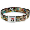 Mickey & Minnie Kiss Heart Full Color Gray Seatbelt Buckle Collar - Mickey & Minnie Croissant de Triomphe Scenes