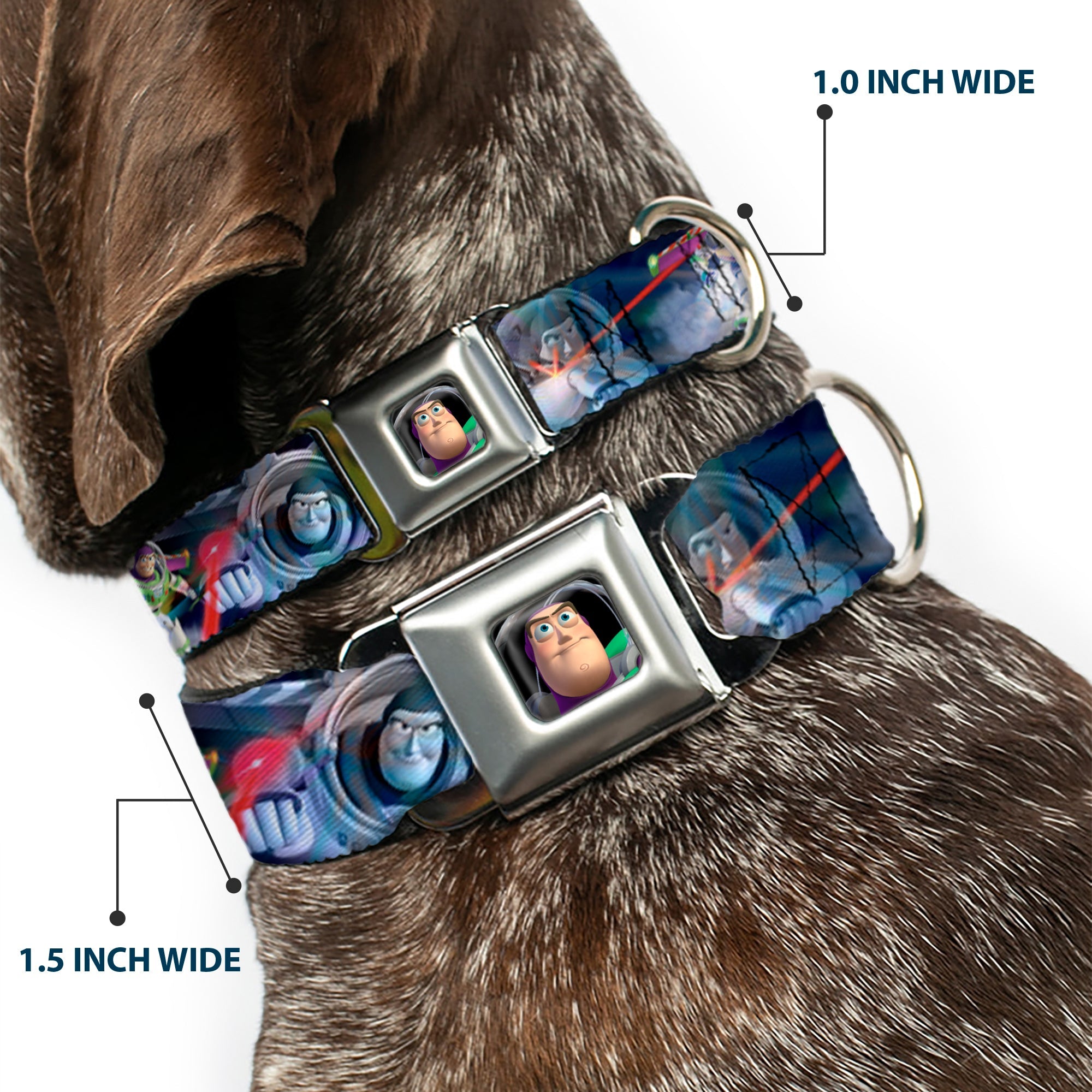 Buzz Lightyear Pose2 Full Color Black Seatbelt Buckle Collar - Buzz Lightyear Action Poses Stacked