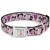 The Nightmare Before Christmas LOVE YOU TO DEATH Full Color Pink/Black Seatbelt Buckle Collar - The Nightmare Before Christmas Jack and Sally Doodles Pinks/Black