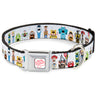 Pixar TIS THE SEASON Script Full Color White/Red Seatbelt Buckle Collar - Pixar Holiday Collection Nutcracker Characters Lineup/Stars White/Blues