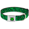 Mickey Silhouette Full Color Black Green Seatbelt Buckle Collar - St. Patricks Day Mickey Collage Greens