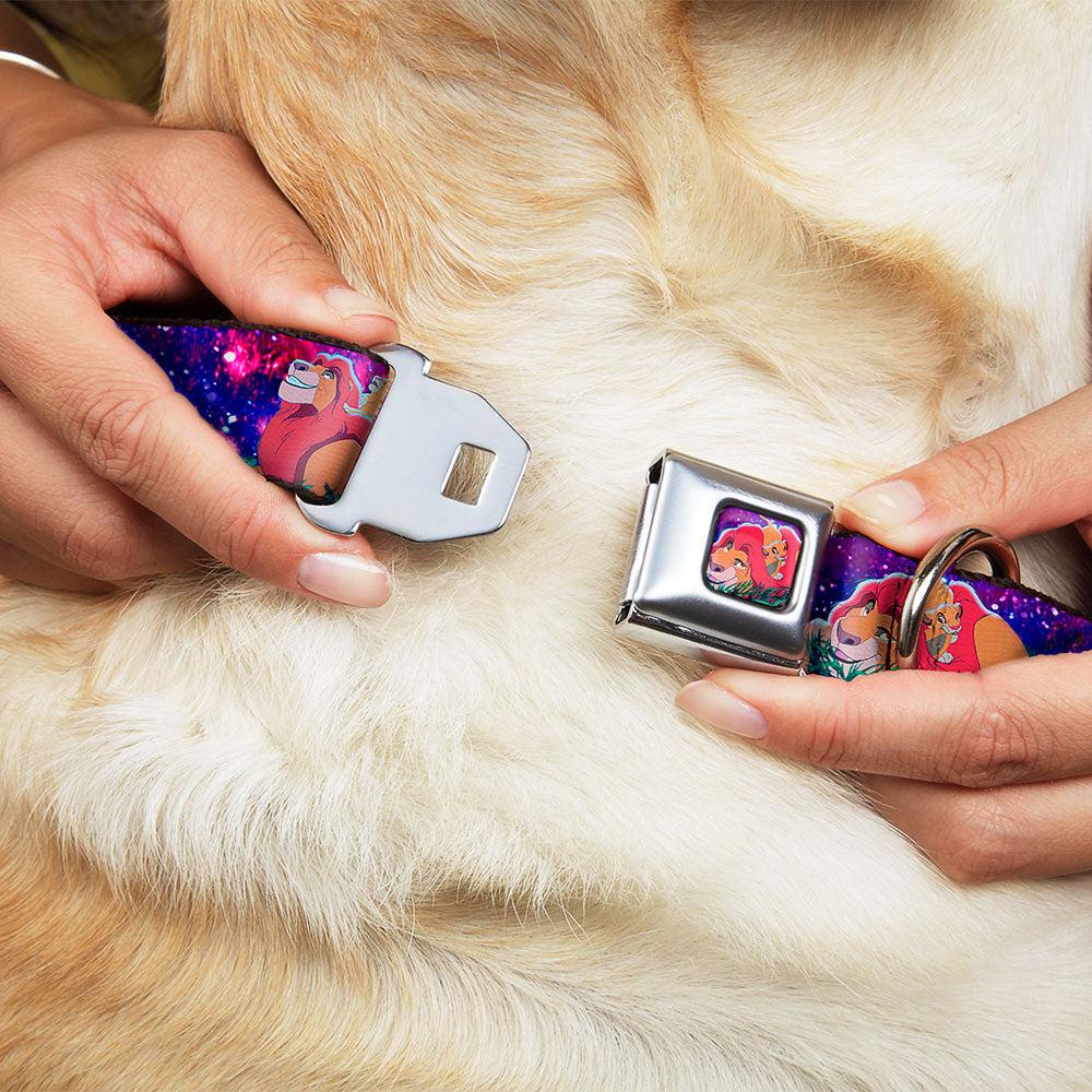Mufasa & Simba Full Color Seatbelt Buckle Collar - Mufasa & Simba Night Poses