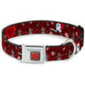 Queens Heart Full Color Reds Gold Seatbelt Buckle Collar - Queen of Hearts Poses/Hearts/Cards Reds/Black