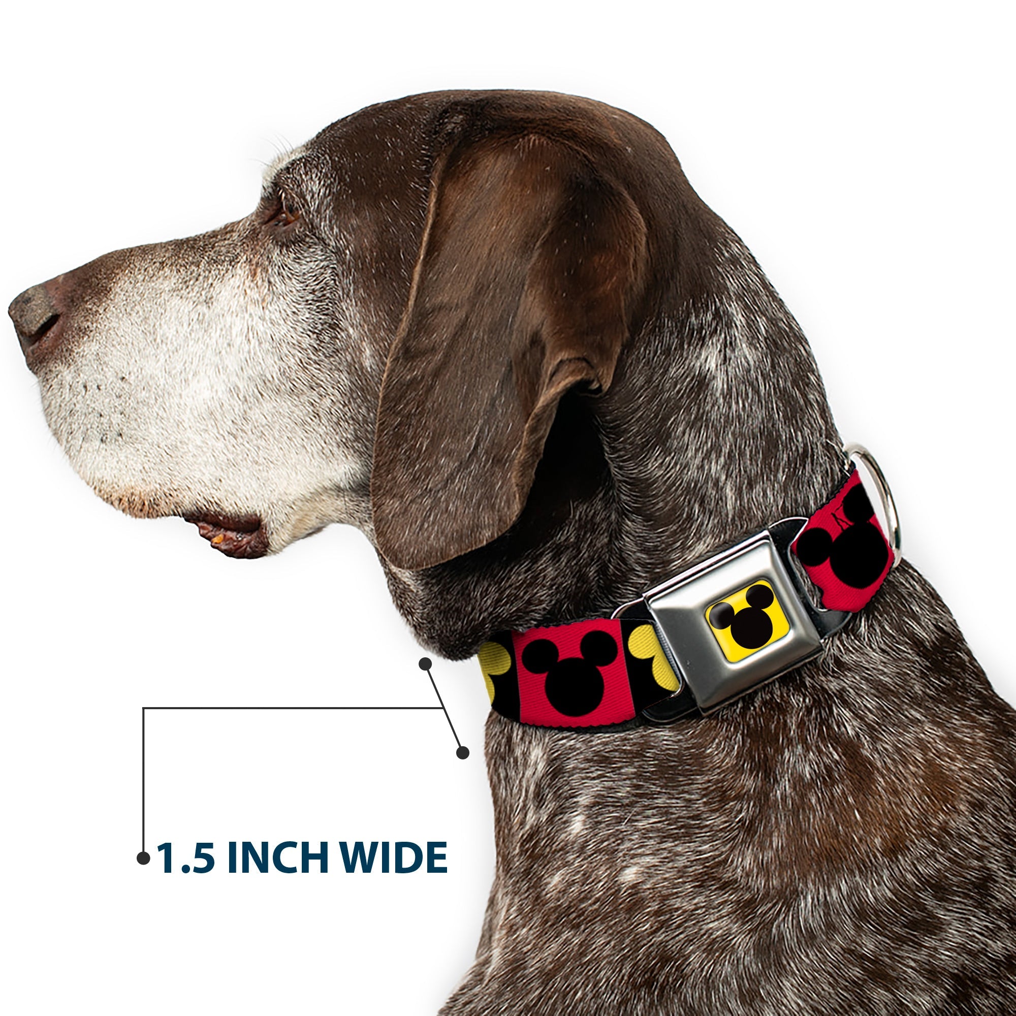Mickey Mouse Ears Full Color Yellow/Black Seatbelt Buckle Collar - Mickey Mouse Ears Icon Blocks Red/Black/Yellow