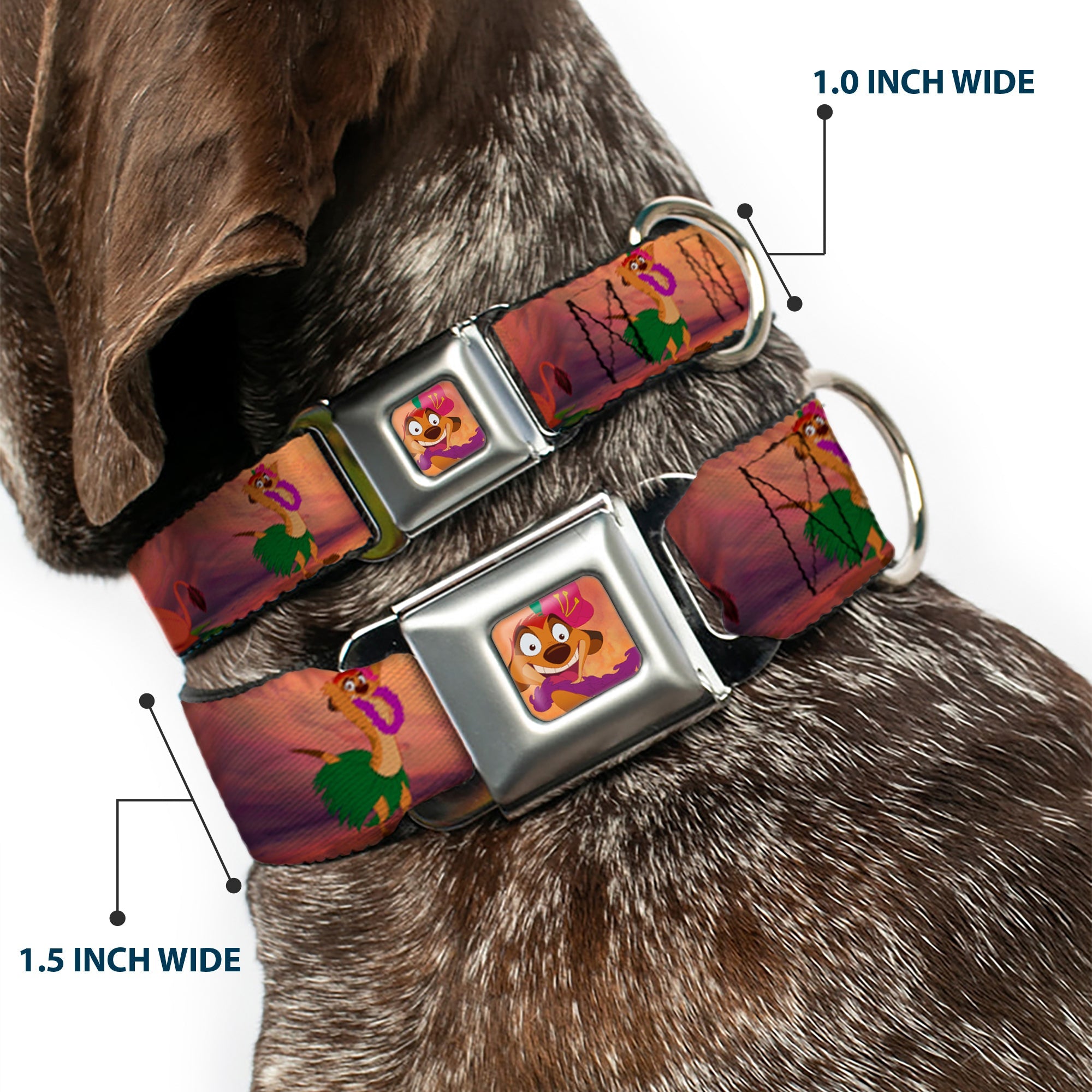 Timon Hula Pose Full Color Seatbelt Buckle Collar - Timon & Pumba The Hula Song Poses