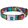 Monsters University Logo Full Color Blue White Seatbelt Buckle Collar - Monsters University Monsters Stacked