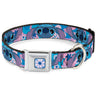 Lilo & Stitch Flower Full Color Blues/Pink Seatbelt Buckle Collar - Lilo & Stitch Stitch Flip Expressions Close-Up Blues/Pinks