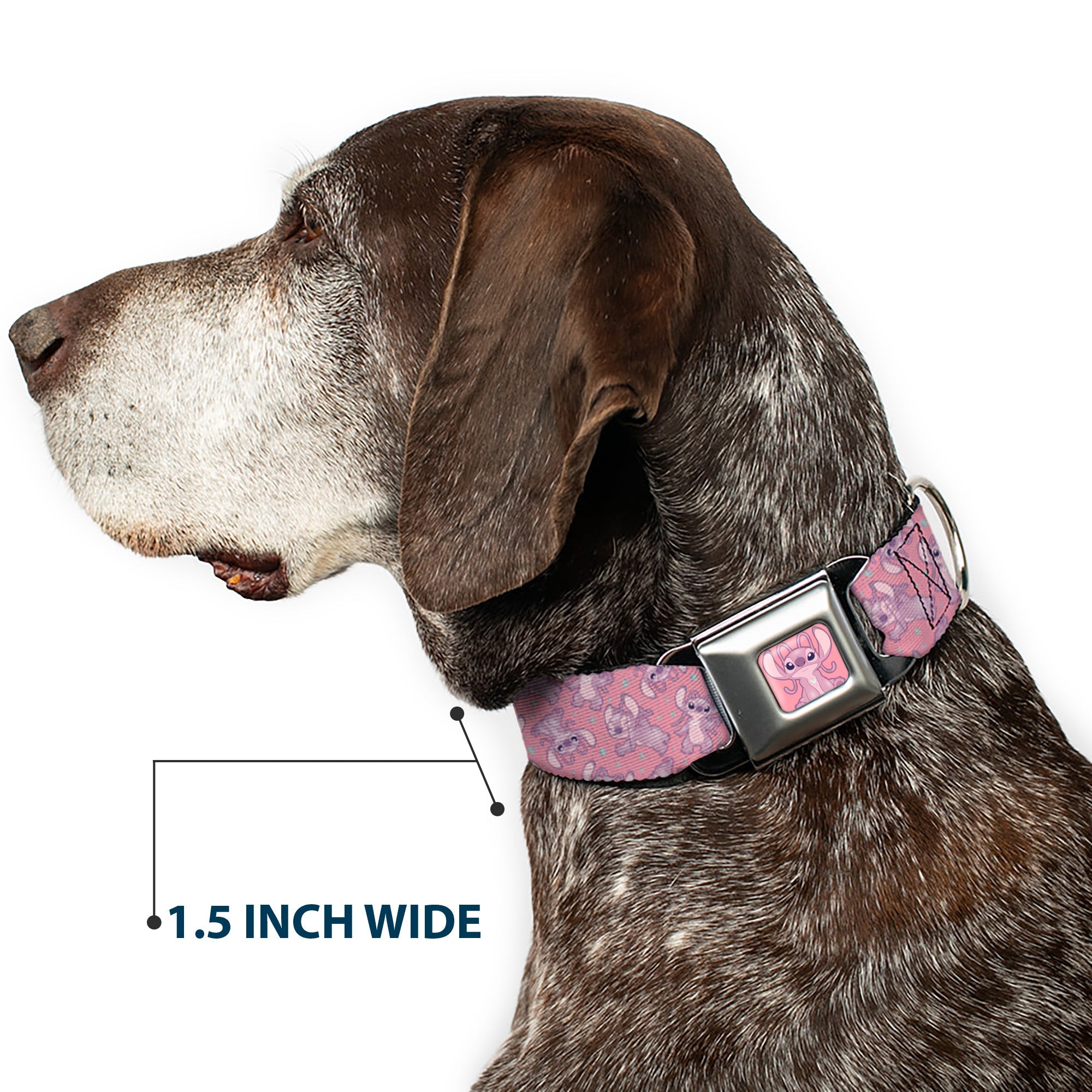 Lilo & Stitch Angel Sitting Pose Full Color Pink Seatbelt Buckle Collar - Lilo & Stitch Angel Poses Scattered Pinks