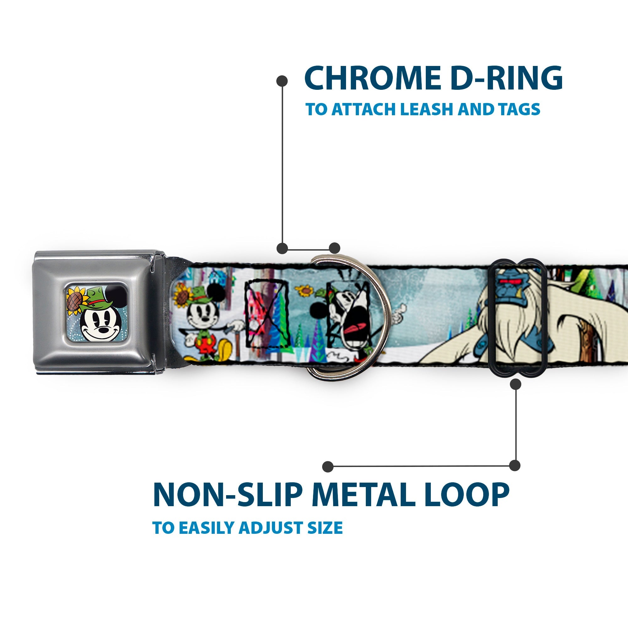 Yodelberg Mickey Full Color Seatbelt Buckle Collar - Mickey & Minnie Yodelberg Scenes