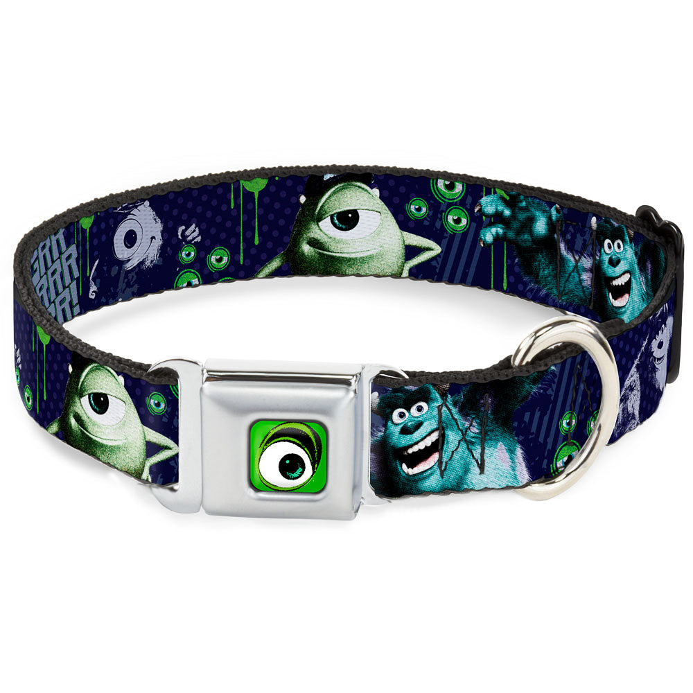 Monster Wide Eye Full Color Seatbelt Buckle Collar - Monsters University Sully & Mike Poses/GRRRRR!