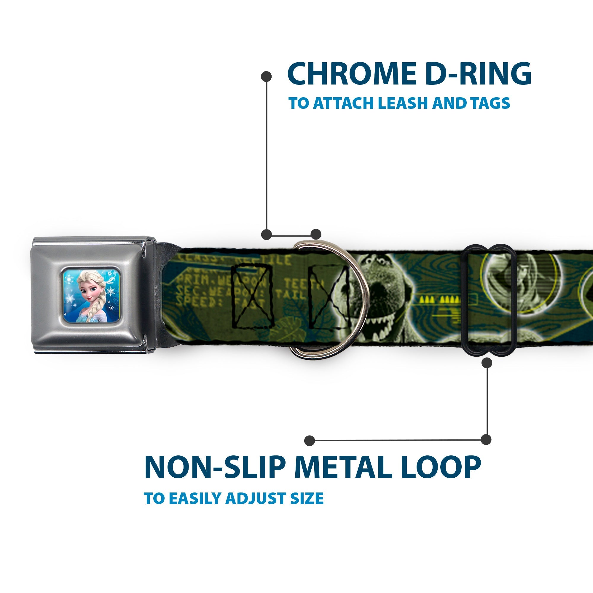 Rex Silhouette Full Colot Black Blue Green Seatbelt Buckle Collar - Buzz Poses/Stars LIKE A BUZZ