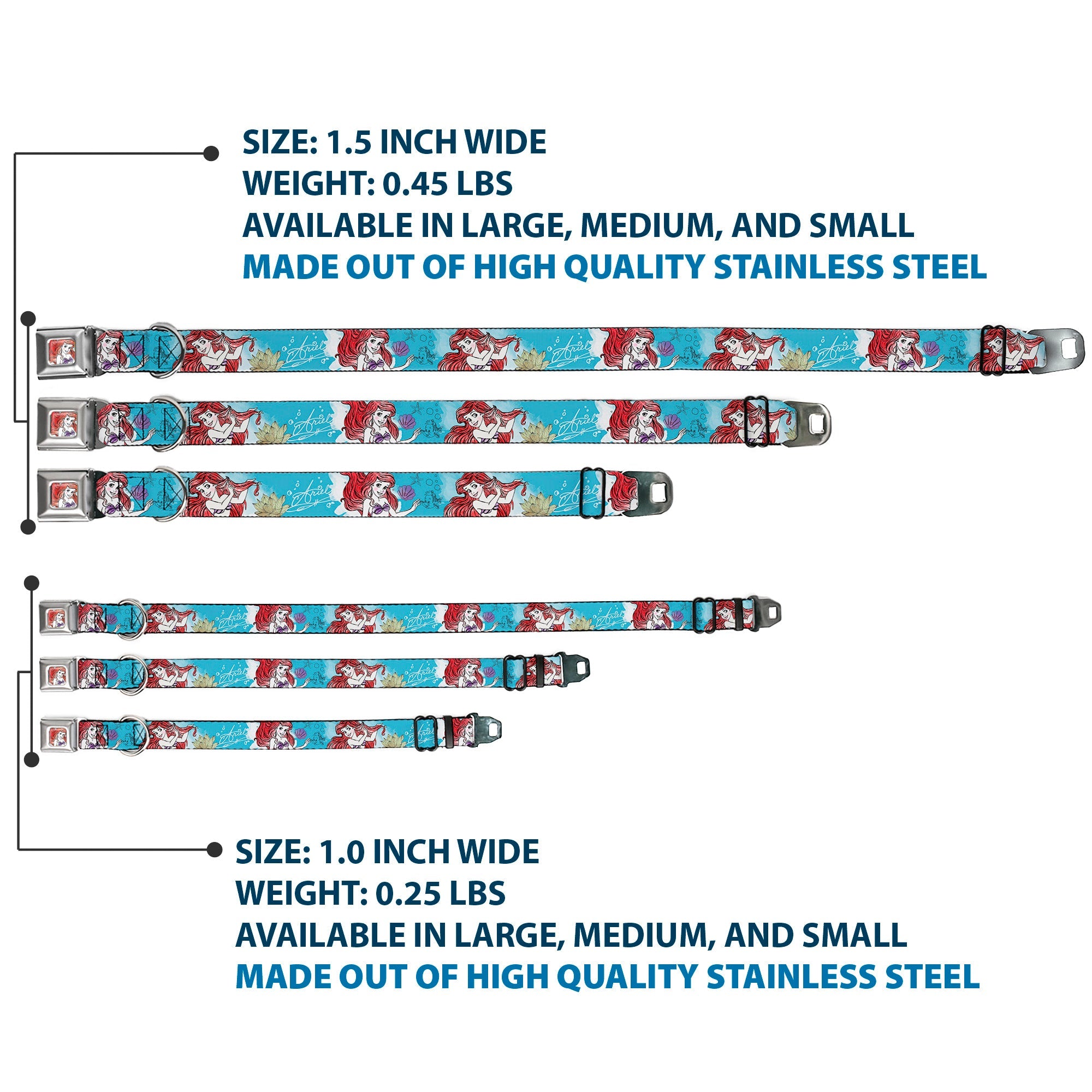 Ariel Face4 Full Color Pink Blue Seatbelt Buckle Collar - ARIEL Sketch Poses Blues/Lavender